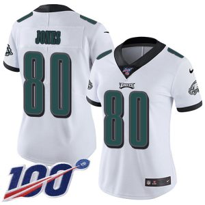 replica Eagles #80 Julio Jones White Women's Stitched NFL 100th Season Vapor Untouchable Limited Jersey