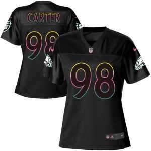 replica Eagles #98 Jalen Carter Black Women's NFL Fashion Game Jersey