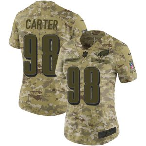 wholesale Eagles #98 Jalen Carter Camo Women's Stitched NFL Limited 2018 Salute To Service Jersey