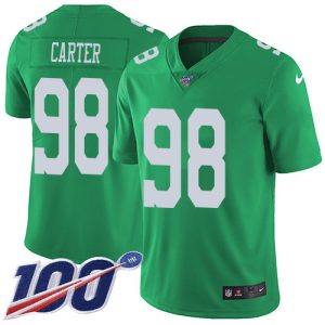 wholesale Eagles #98 Jalen Carter Green Men's Stitched NFL Limited Rush 100th Season Jersey