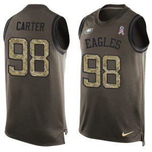 eagles #98 jalen carter green men's stitched nfl limited salute to service tank top limited jersey