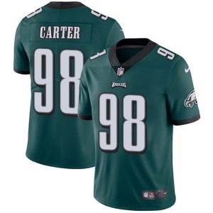 eagles #98 jalen carter green team color men's stitched nfl vapor untouchable limited custom jersey