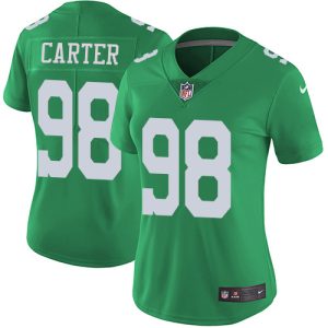 Eagles #98 Jalen Carter Green Women's Stitched NFL Limited Rush Jersey