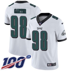 eagles #98 jalen carter white men's stitched nfl 100th season vapor untouchable limited wholesale jersey