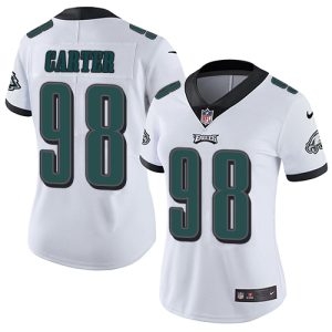 authentic Eagles #98 Jalen Carter White Women's Stitched NFL Vapor Untouchable Limited Jersey