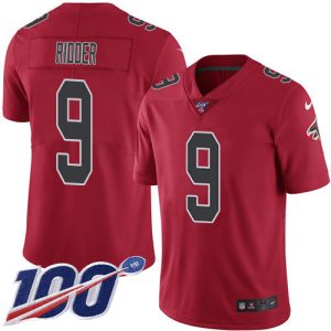 personalized Falcons #9 Desmond Ridder Red Men's Stitched NFL Limited Rush 100th Season Jersey