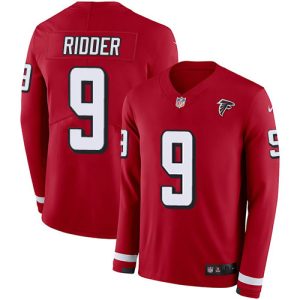 replica Falcons #9 Desmond Ridder Red Team Color Men's Stitched NFL Limited Therma Long Sleeve Jersey