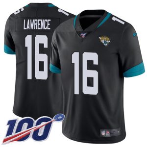 customized Jaguars #16 Trevor Lawrence Black Team Color Men's Stitched NFL 100th Season Vapor Limited Jersey