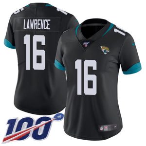 Jaguars #16 Trevor Lawrence Black Team Color Women's Stitched NFL 100th Season Vapor Untouchable Limited Jersey