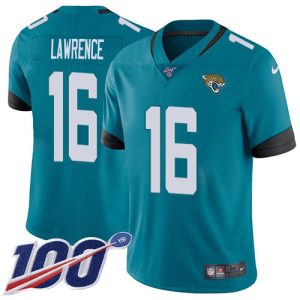 Jaguars #16 Trevor Lawrence Teal Green Alternate Men's Stitched NFL 100th Season Vapor Limited Jersey