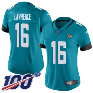 Jaguars #16 Trevor Lawrence Teal Green Alternate Women's Stitched NFL 100th Season Vapor Untouchable Limited Jersey