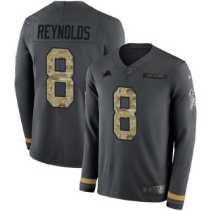 lions #8 josh reynolds anthracite salute to service men's stitched nfl limited therma long sleeve wholesale jersey