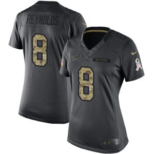 replica Lions #8 Josh Reynolds Black Women's Stitched NFL Limited 2016 Salute to Service Jersey