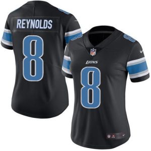 custom Lions #8 Josh Reynolds Black Women's Stitched NFL Limited Rush Jersey