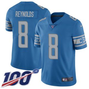 custom Lions #8 Josh Reynolds Blue Team Color Men's Stitched NFL 100th Season Vapor Untouchable Limited Jersey