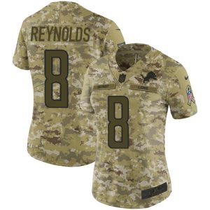 cheap Lions #8 Josh Reynolds Camo Women's Stitched NFL Limited 2018 Salute To Service Jersey