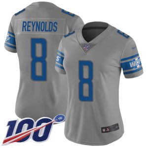 Lions #8 Josh Reynolds Gray Women's Stitched NFL Limited Inverted Legend 100th Season Jersey