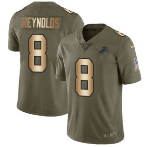 Lions #8 Josh Reynolds Olive/Gold Men's Stitched NFL Limited 2017 Salute To Service Jersey