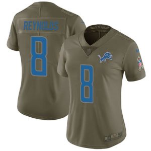 Lions #8 Josh Reynolds Olive Women's Stitched NFL Limited 2017 Salute To Service Jersey