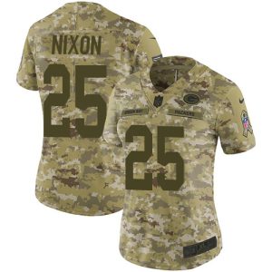 Packers #25 Keisean Nixon Camo Women's Stitched NFL Limited 2018 Salute To Service Jersey