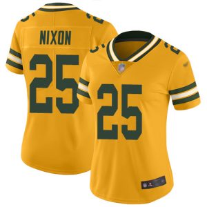 cheap Packers #25 Keisean Nixon Gold Women's Stitched NFL Limited Inverted Legend 100th Season Jersey