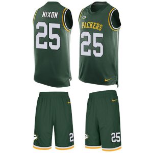 wholesale Packers #25 Keisean Nixon Green Team Color Men's Stitched NFL Limited Tank Top Suit Jersey