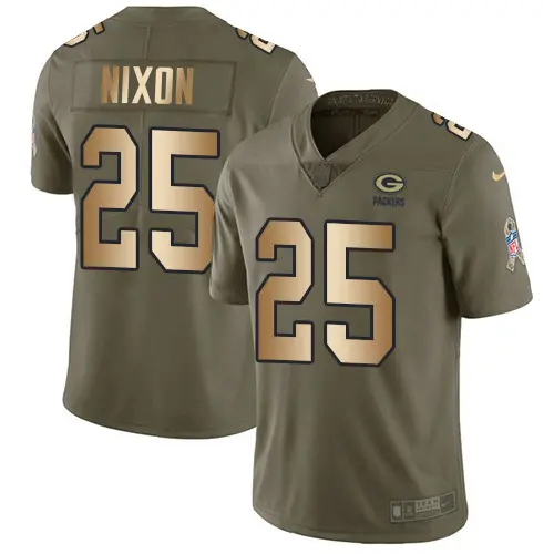 Packers #25 Keisean Nixon Olive/Gold Men's Stitched NFL Limited 2017 Salute To Service Jersey