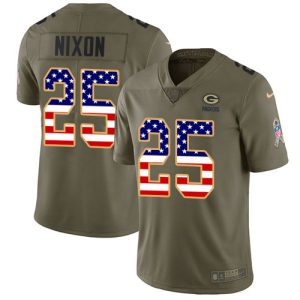 Packers #25 Keisean Nixon Olive/USA Flag Men's Stitched NFL Limited 2017 Salute To Service Jersey