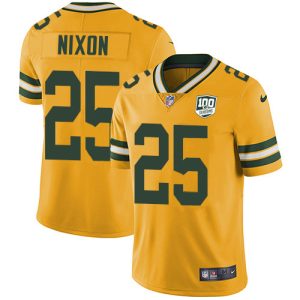 wholesale Packers #25 Keisean Nixon Yellow Men's 100th Season Stitched NFL Limited Rush Jersey