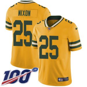 Packers #25 Keisean Nixon Yellow Men's Stitched NFL Limited Rush 100th Season Jersey