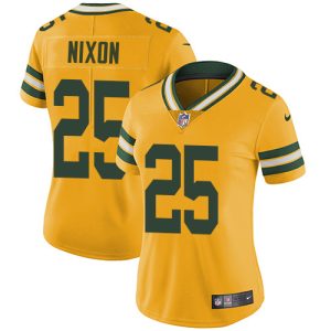 youth Packers #25 Keisean Nixon Yellow Women's 100th Season Stitched NFL Limited Rush Jersey