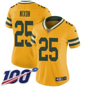 replica Packers #25 Keisean Nixon Yellow Women's Stitched NFL Limited Rush Jersey