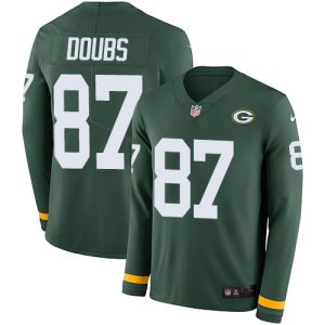 Packers #87 Romeo Doubs Green Team Color Youth Stitched NFL Limited Therma Long Sleeve Jersey