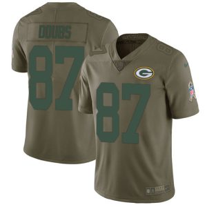 Packers #87 Romeo Doubs Olive Men's Stitched NFL Limited 2017 Salute To Service Jersey