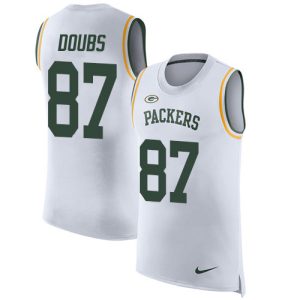 packers #87 romeo doubs white men's stitched nfl limited rush tank top cheap jersey