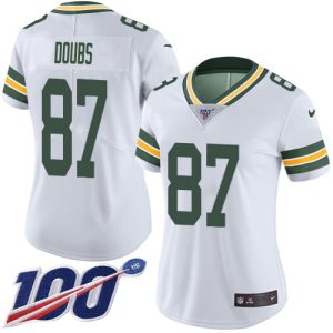 Packers #87 Romeo Doubs White Women's Stitched NFL 100th Season Vapor Untouchable Limited Jersey