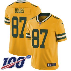 Packers #87 Romeo Doubs Yellow Youth Stitched NFL Limited Rush 100th Season Jersey