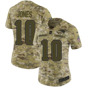 Patriots #10 Mac Jones Camo Women's Stitched NFL Limited 2018 Salute To Service Jersey