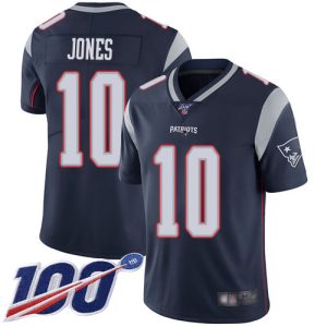 wholesale Patriots #10 Mac Jones Navy Blue Team Color Men's Stitched NFL 100th Season Vapor Limited Jersey