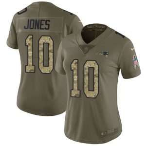 Patriots #10 Mac Jones Olive/Camo Women's Stitched NFL Limited 2017 Salute To Service Jersey