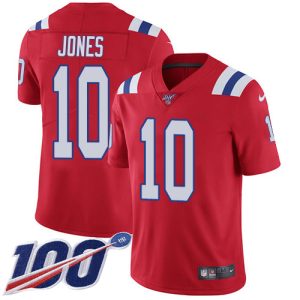 Patriots #10 Mac Jones Red Alternate Men's Stitched NFL 100th Season Vapor Limited Jersey