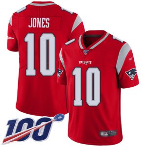 Patriots #10 Mac Jones Red Men's Stitched NFL Limited Inverted Legend 100th Season Jersey