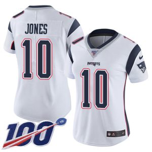 Patriots #10 Mac Jones White Women's Stitched NFL 100th Season Vapor Limited Jersey