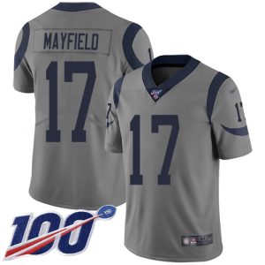 Rams #17 Baker Mayfield Gray Youth Stitched NFL Limited Inverted Legend 100th Season Jersey