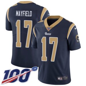 Rams #17 Baker Mayfield Navy Blue Team Color Youth Stitched NFL 100th Season Vapor Untouchable Limited Jersey