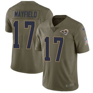 Rams #17 Baker Mayfield Olive Youth Stitched NFL Limited 2017 Salute To Service Jersey