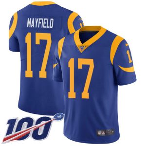 rams #17 baker mayfield royal blue alternate youth stitched nfl 100th season vapor untouchable limited wholesale jersey