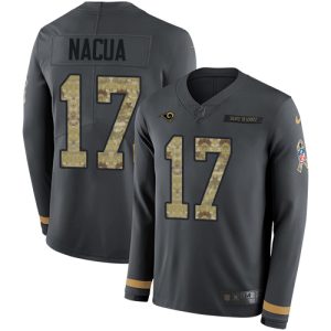 customized Rams #17 Puka Nacua Anthracite Salute to Service Youth Stitched NFL Limited Therma Long Sleeve Jersey