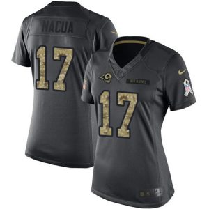 cheap Rams #17 Puka Nacua Black Women's Stitched NFL Limited 2016 Salute to Service Jersey