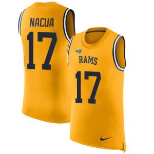 rams #17 puka nacua gold men's stitched nfl limited rush tank top cheap jersey